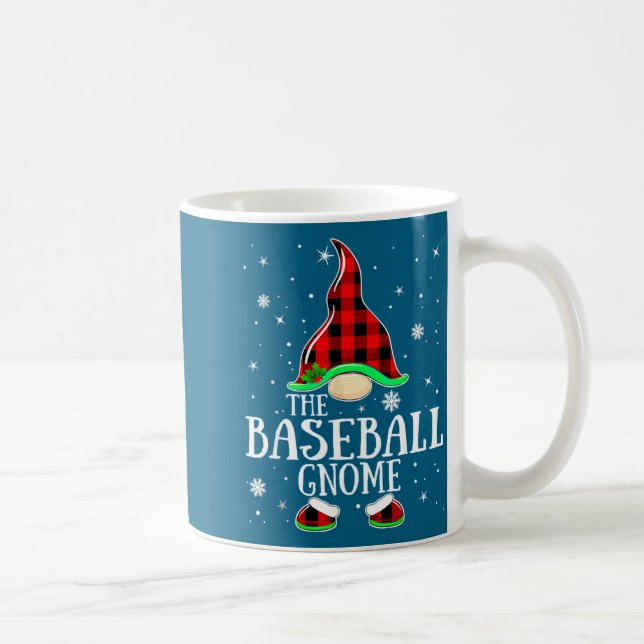 Baseball Gnome Buffalo Plaid Matching Design Coffee Mug (Right)