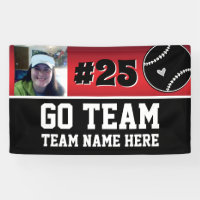 Baseball Go Team One Photo Red Banner