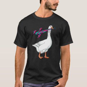 Baseball Goose Holding A Bat Duck Chicken Retro Go T-Shirt