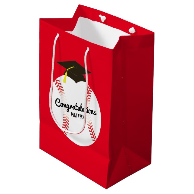 Baseball Graduation Party Sports Medium Gift Bag (Front Angled)