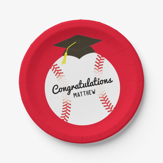 Baseball Graduation Party Sports Paper Plate (Front)
