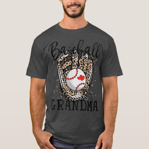 Baseball Grandma Leopard Game Day Baseball Lover M T-Shirt