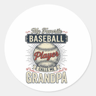 Baseball Grandpa Vintage Engraving Shirt Design_1 Classic Round Sticker