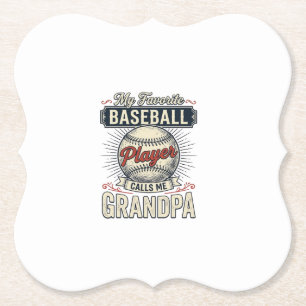 Baseball Grandpa Vintage Engraving Shirt Design_1 Paper Coaster