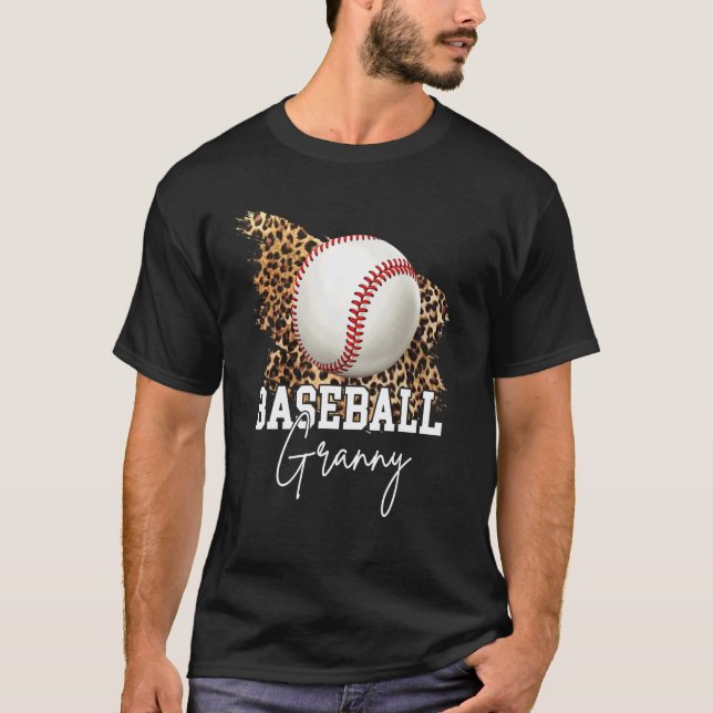 Baseball Granny Leopard Heart T-Shirt (Front)