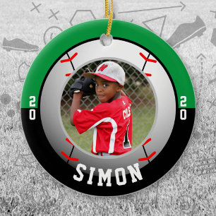 Baseball Green Black Team Colours Ceramic Ornament