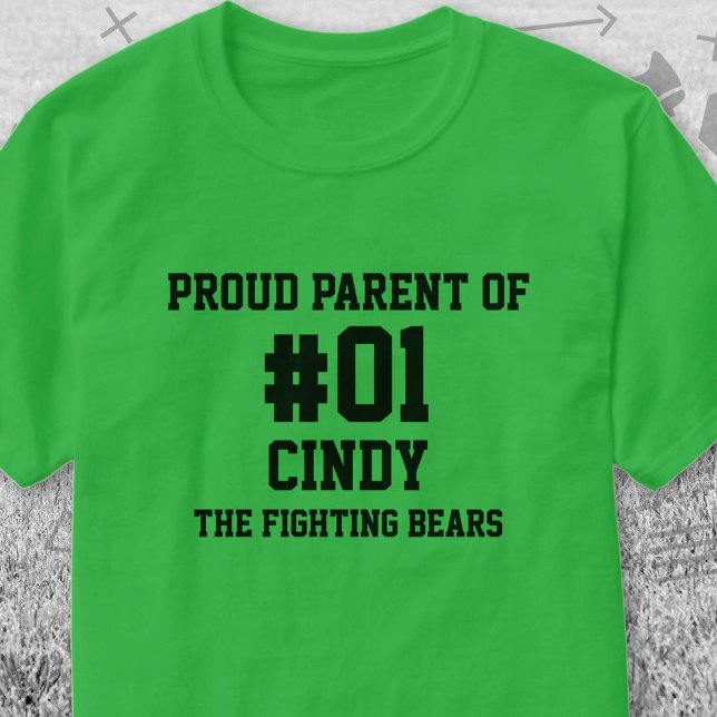 Baseball Green Black Team T-Shirt (Green and Black Baseball Proud Parent of T-Shirt. Celebrate your high school or college athlete.)