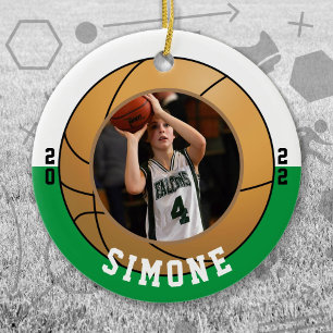 Baseball Green White Team Colours Ceramic Ornament