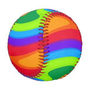 Baseball - groovy, colourful rainbow swirl design