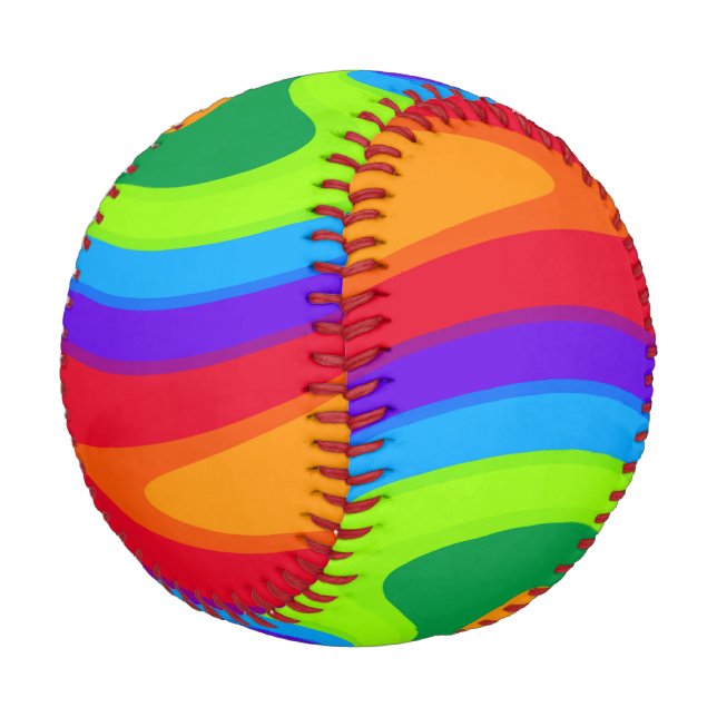 Baseball - groovy, colourful rainbow swirl design (Angled)