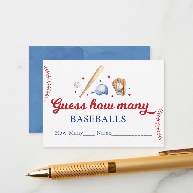 Baseball Guess How Many Birthday Game Enclosure Card (Front/Back In Situ)