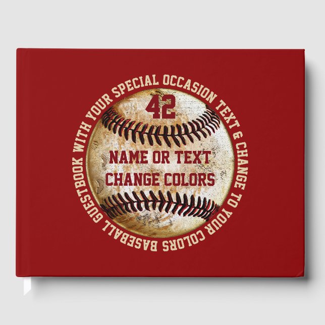 Baseball Guest Book with Your Text and Colours (Front)