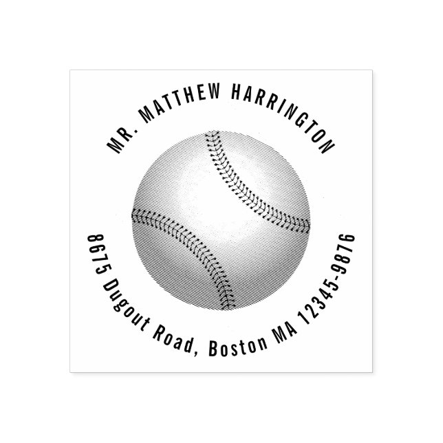 Baseball Guys Return Address Rounded Text Stamp (Imprint)