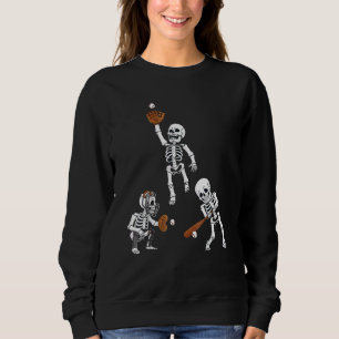 Baseball Halloween Skeletons Hitter Catcher Boys K Sweatshirt