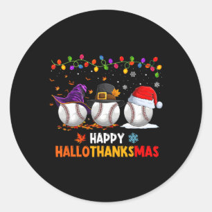 Baseball Halloween Thanksgiving Christmas Hallotha Classic Round Sticker