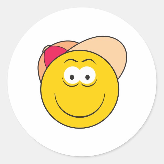 Baseball Hat Face Classic Round Sticker (Front)
