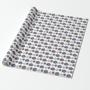 Baseball Hat, Glove and Ball Pattern Wrapping Paper