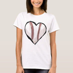Baseball Heart Casual Women Cute Graphic Heart Bas T-Shirt