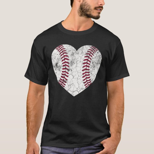 Baseball Heart Fun Mum Dad Men Women Softball Wife T-Shirt (Front)