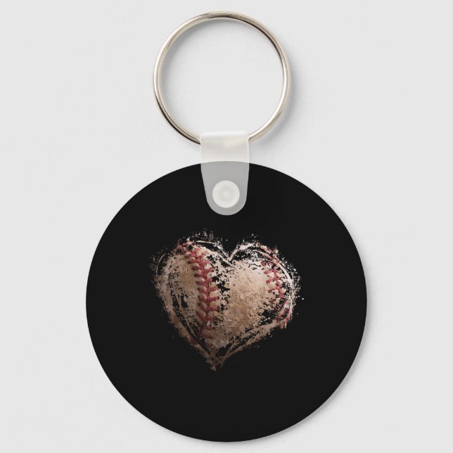 Baseball Heart Happy Valentines Day Baseball Boy G Key Ring (Front)