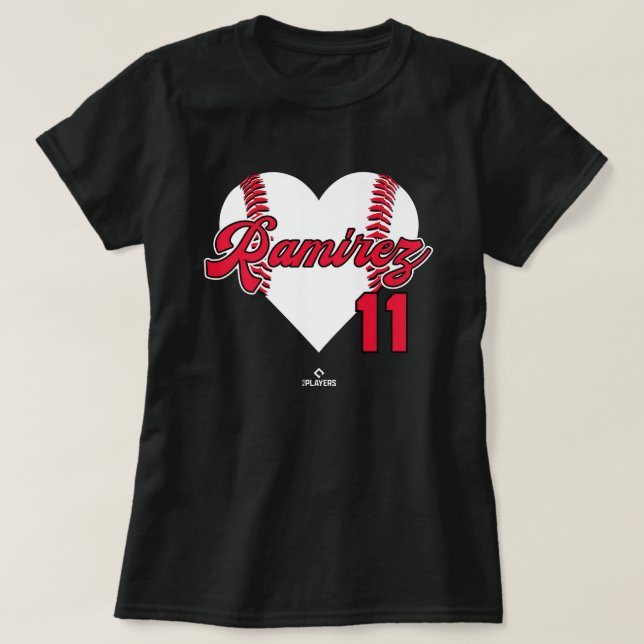 Baseball Heart Jose Ramirez Cleveland MLBPA T-Shirt (Design Front)