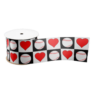 Baseball Heart Pattern Birthday Party Decor Satin Ribbon
