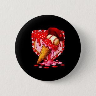 Baseball Heart Valentine Baseball Ice Cream Drip B 6 Cm Round Badge