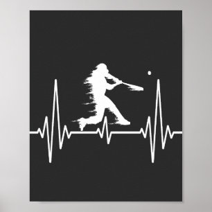 Baseball Heartbeat funny Baseball Players Poster