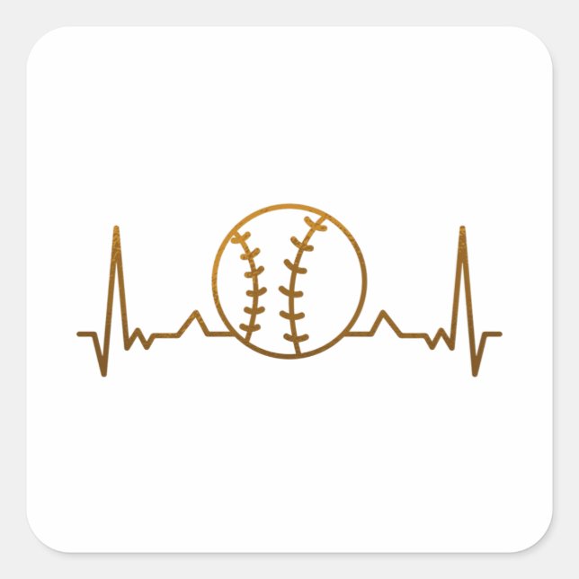 Baseball Heartbeat Square Sticker (Front)