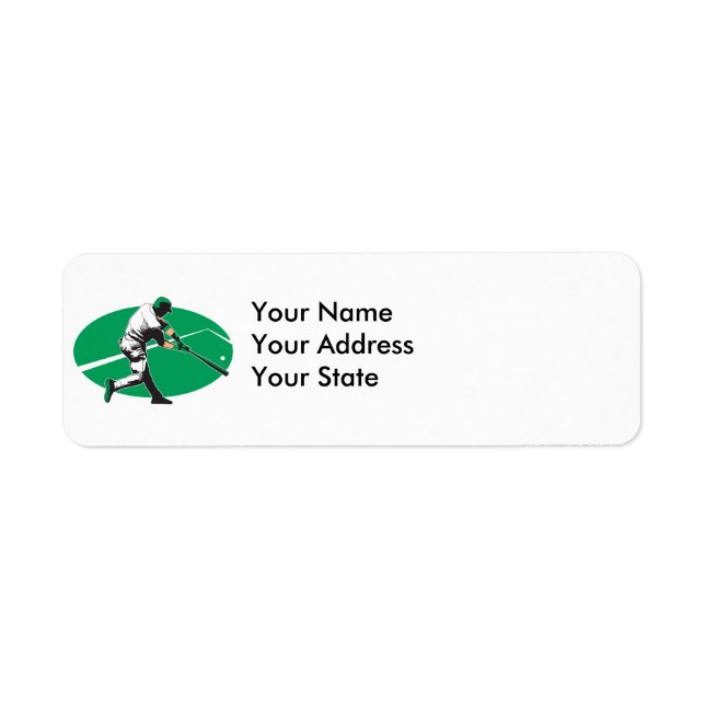 baseball hitter vector illustration return address label (Front)