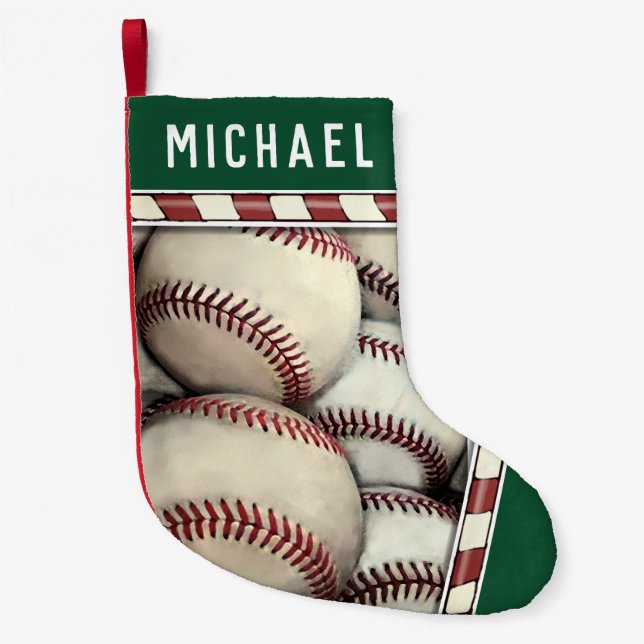Baseball Holiday Gift Small Christmas Stocking (Front)