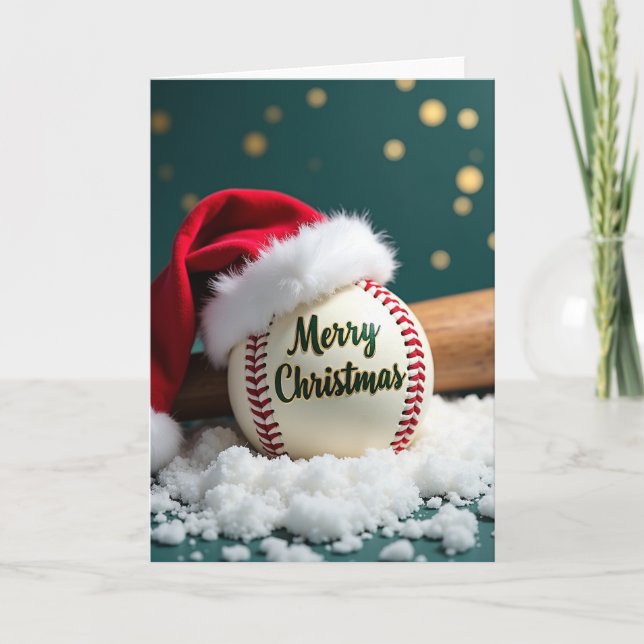 Baseball Holiday Merry Christmas Card (Front)