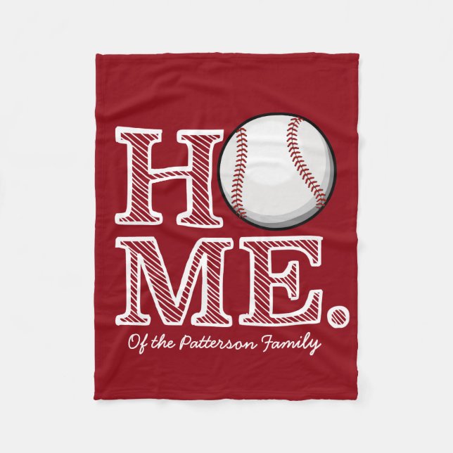 Baseball Home Fleece Blanket (Front)