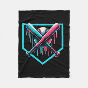 Baseball Home Plate Drip Boys Baseball Bat  Fleece Blanket
