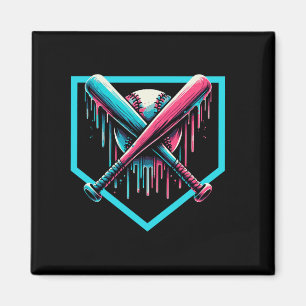 Baseball Home Plate Drip Boys Baseball Bat  Magnet