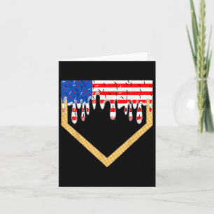 Baseball Home Plate Drip Boys Ice Cream Us Flag 4t Card