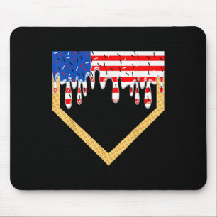 Baseball Home Plate Drip Boys Ice Cream Us Flag 4t Mouse Pad