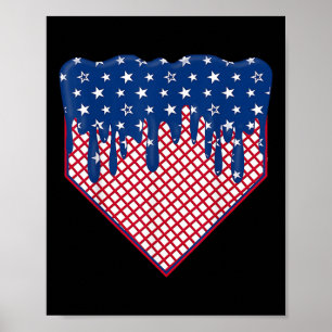 Baseball Home Plate Drip Boys Ice Cream Us Flag 4t Poster