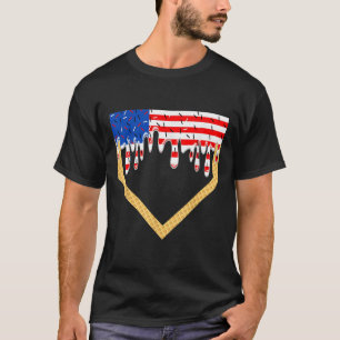 Baseball Home Plate Drip Boys Ice Cream Us Flag 4t T-Shirt