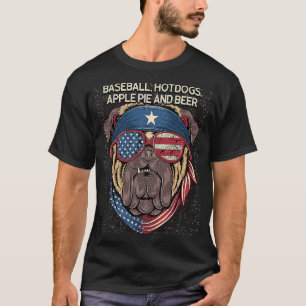Baseball Hotdogs Apple Pie Beer 4th of July Party  T-Shirt