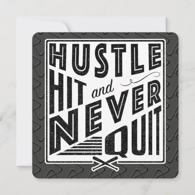 Baseball Hustle, Hit & Never Quit Invitations (Front)