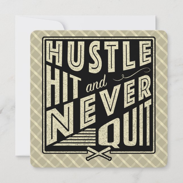 Baseball Hustle, Hit & Never Quit Invitations (Front)