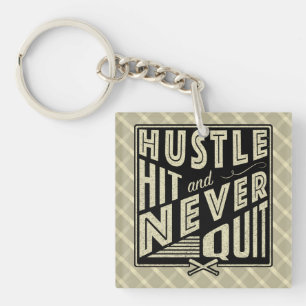 Baseball Hustle Hit Never Quit Keyring