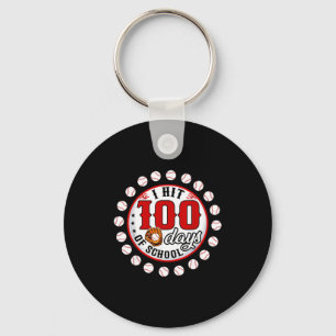 Baseball I Hit 100 Days Of School Baseball Player Key Ring