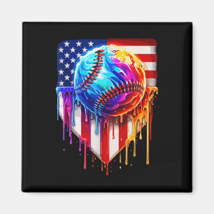 Baseball Ice Cream American Flag Drip Magnet
