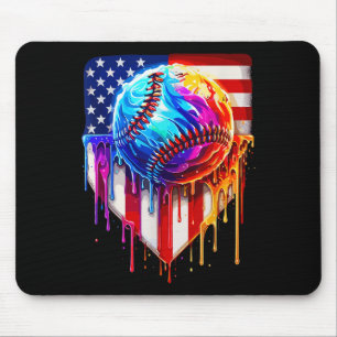 Baseball Ice Cream American Flag Drip  Mouse Pad