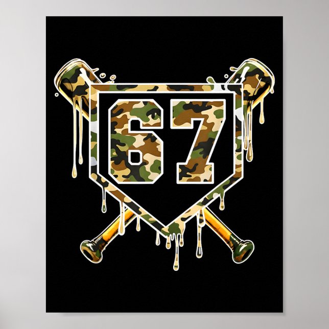 Baseball Ice Cream Drip 67 Camo Six Seven Funny Me Poster (Front)