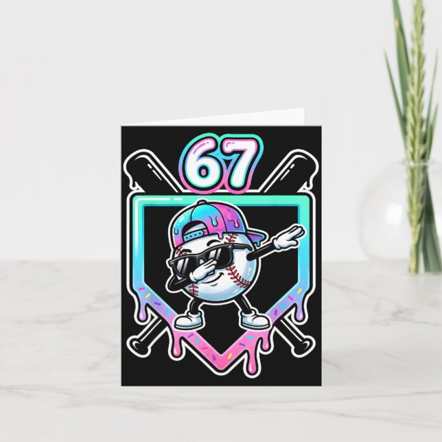 Baseball Ice Cream Drip 67 Player Dabbing Six Seve Card (Front)