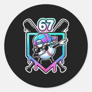 Baseball Ice Cream Drip 67 Player Dabbing Six Seve Classic Round Sticker