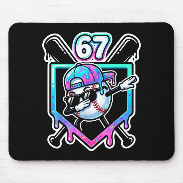 Baseball Ice Cream Drip 67 Player Dabbing Six Seve Mouse Pad (Front)